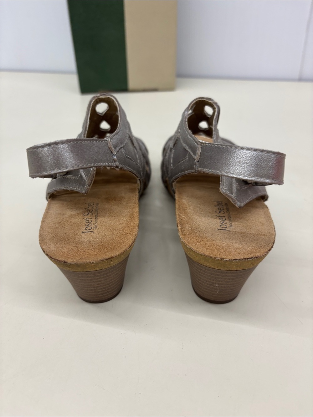 Josef Seibel Metallic Silver Cutout Slingback Heels - Picture 5 of 8